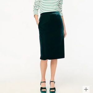 J. Crew Women’s Velvet Green Skirt S NWT